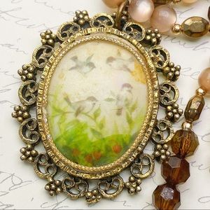 Vintage Chickadee cameo necklace